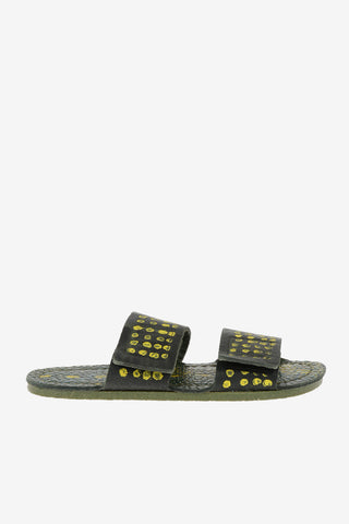 leather Slippers with polka dots