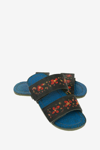 leather floral printed Slippers