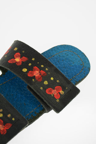 leather floral printed Slippers