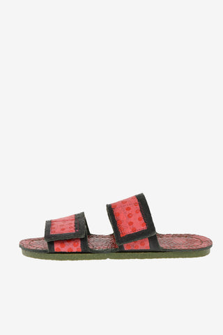 leather Slippers with polka dots