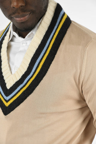 MM10 Wool and Cotton V-neck Sweater
