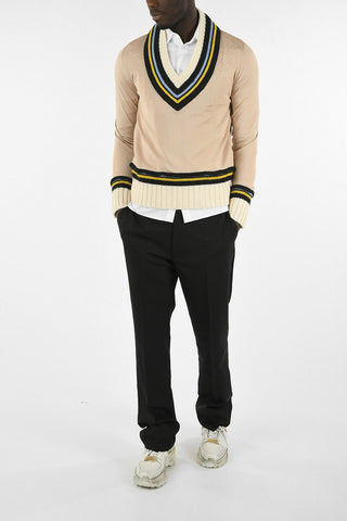MM10 Wool and Cotton V-neck Sweater