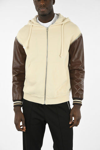 MM10 Sweatshirt with Leather Removabele Sleeves