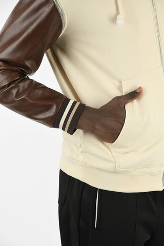 MM10 Sweatshirt with Leather Removabele Sleeves