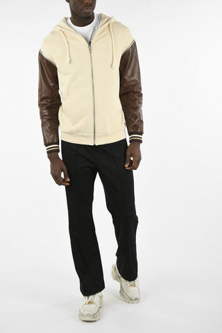 MM10 Sweatshirt with Leather Removabele Sleeves