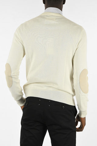 MM14 Cotton and Wool Sweater with Leather Details