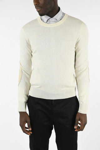 MM14 Cotton and Wool Sweater with Leather Details