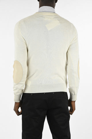 MM14 Cotton and Wool Sweater with Leather Details