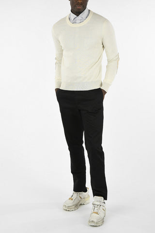 MM14 Cotton and Wool Sweater with Leather Details