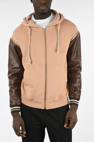 MM10 Sweatshirt with Leather Removabele Sleeves
