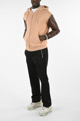 MM10 Sweatshirt with Leather Removabele Sleeves
