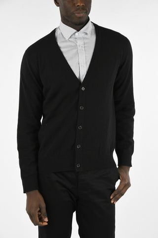 MM14 Wool Cardigan with Leather Details