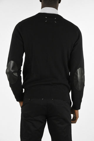 MM14 Wool Cardigan with Leather Details