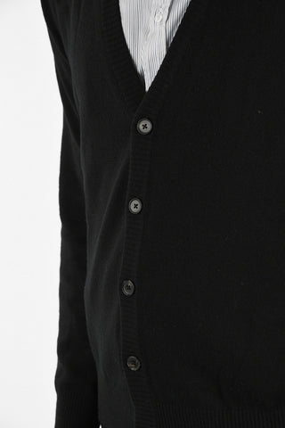 MM14 Wool Cardigan with Leather Details