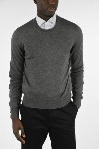 MM14 Cotton and Wool Sweater with Leather Details