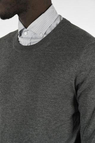 MM14 Cotton and Wool Sweater with Leather Details
