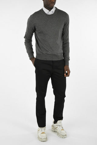 MM14 Cotton and Wool Sweater with Leather Details