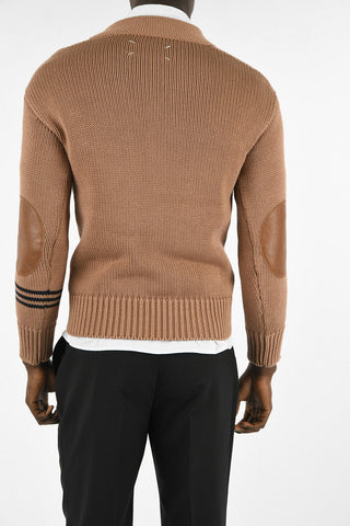 MM10 V-neck Sweater with Leather Details