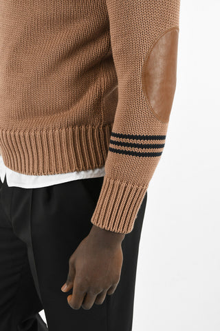 MM10 V-neck Sweater with Leather Details
