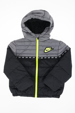 Two-Tone Puffer Jacket with Zip Front Closure