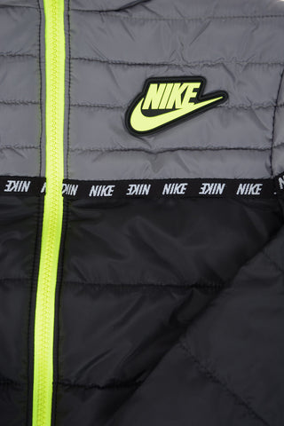 Two-Tone Puffer Jacket with Zip Front Closure