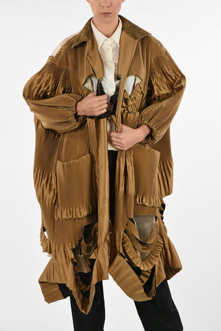Distressed Pleated Coat