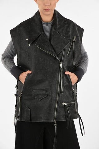 MM6 Leather Sleeveless Biker