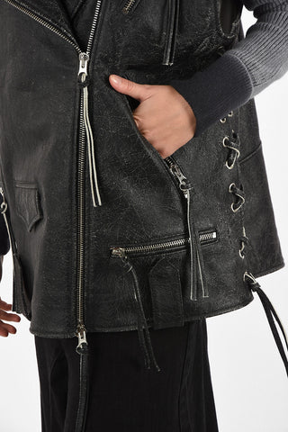 MM6 Leather Sleeveless Biker