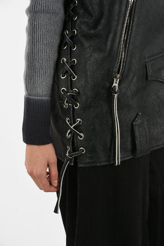 MM6 Leather Sleeveless Biker