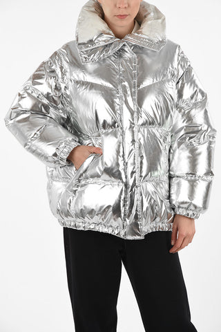 MM6 Metallic Faux Leather Down Jacket
