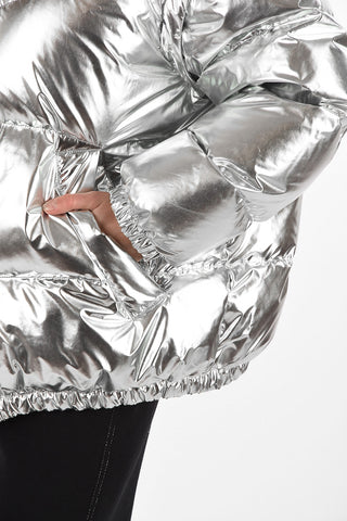 MM6 Metallic Faux Leather Down Jacket