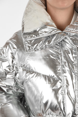 MM6 Metallic Faux Leather Down Jacket