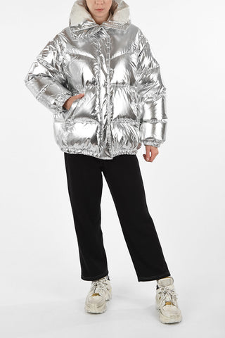 MM6 Metallic Faux Leather Down Jacket