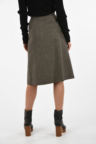 MM0 Gonna a Trapezio Longette in Tweed a Vita Alta 