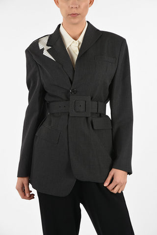 MM1 Polka Dots Detail Blazer with Belt