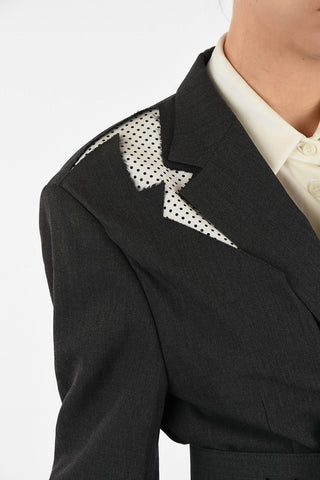 MM1 Polka Dots Detail Blazer with Belt