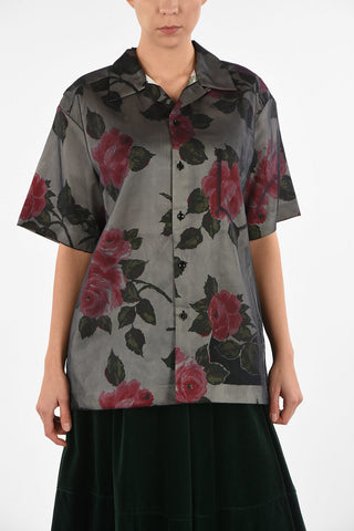 MM0 Camicia Stampa Rose in Seta 