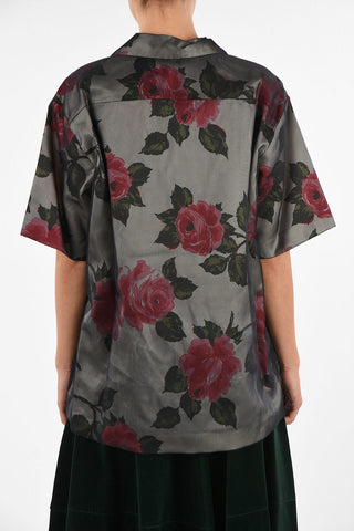 MM0 Camicia Stampa Rose in Seta 