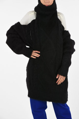 MM0 Wool and Mohair Turtleneck Cardigan