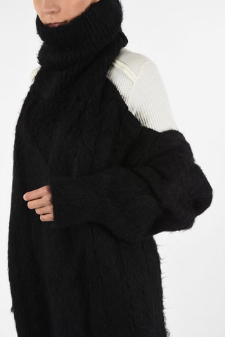 MM0 Wool and Mohair Turtleneck Cardigan