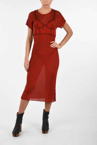MM0 Lurex Ribbed Maxi Bodycon Dress