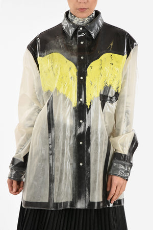 MM0 Lacquered Oversize Shirt with Snap Buttons