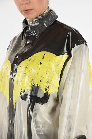 MM0 Lacquered Oversize Shirt with Snap Buttons