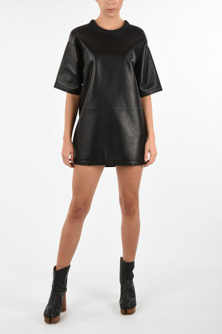 MM4 Knit Mini Tunic Dress with Leather Insert