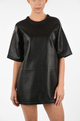 MM4 Knit Mini Tunic Dress with Leather Insert
