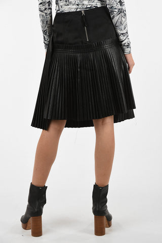 MM6 Faux Leather Above Knee Accordion Skirt