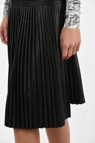 MM6 Faux Leather Above Knee Accordion Skirt