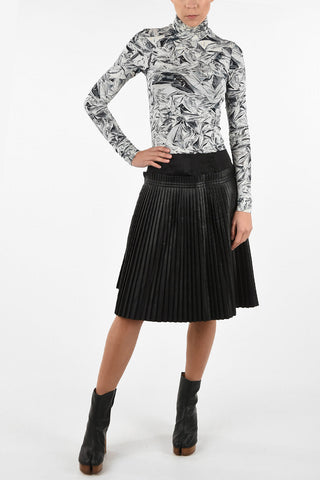 MM6 Faux Leather Above Knee Accordion Skirt