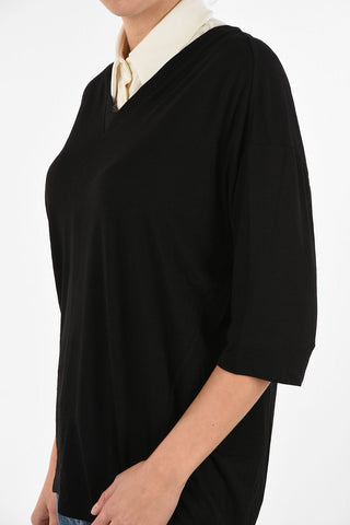 MM6 V-neck Knitted T-shirt