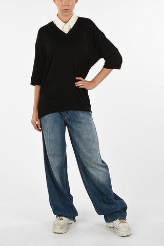 MM6 V-neck Knitted T-shirt